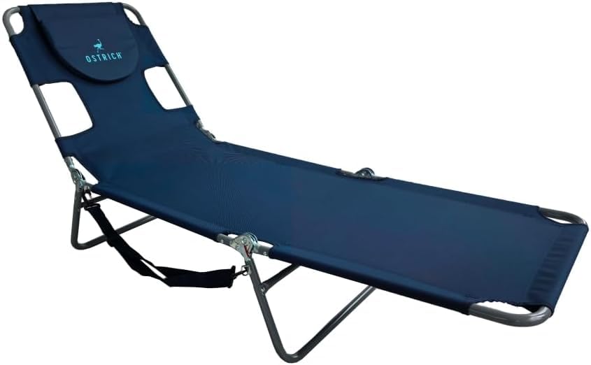 Ostrich the Original Chaise 72 x 22 Inch Lounge Portable Reclining Lounger, Outdoor Patio, Beach, Lawn, Camping, or Pool Tanning Chair, Ocean Blue