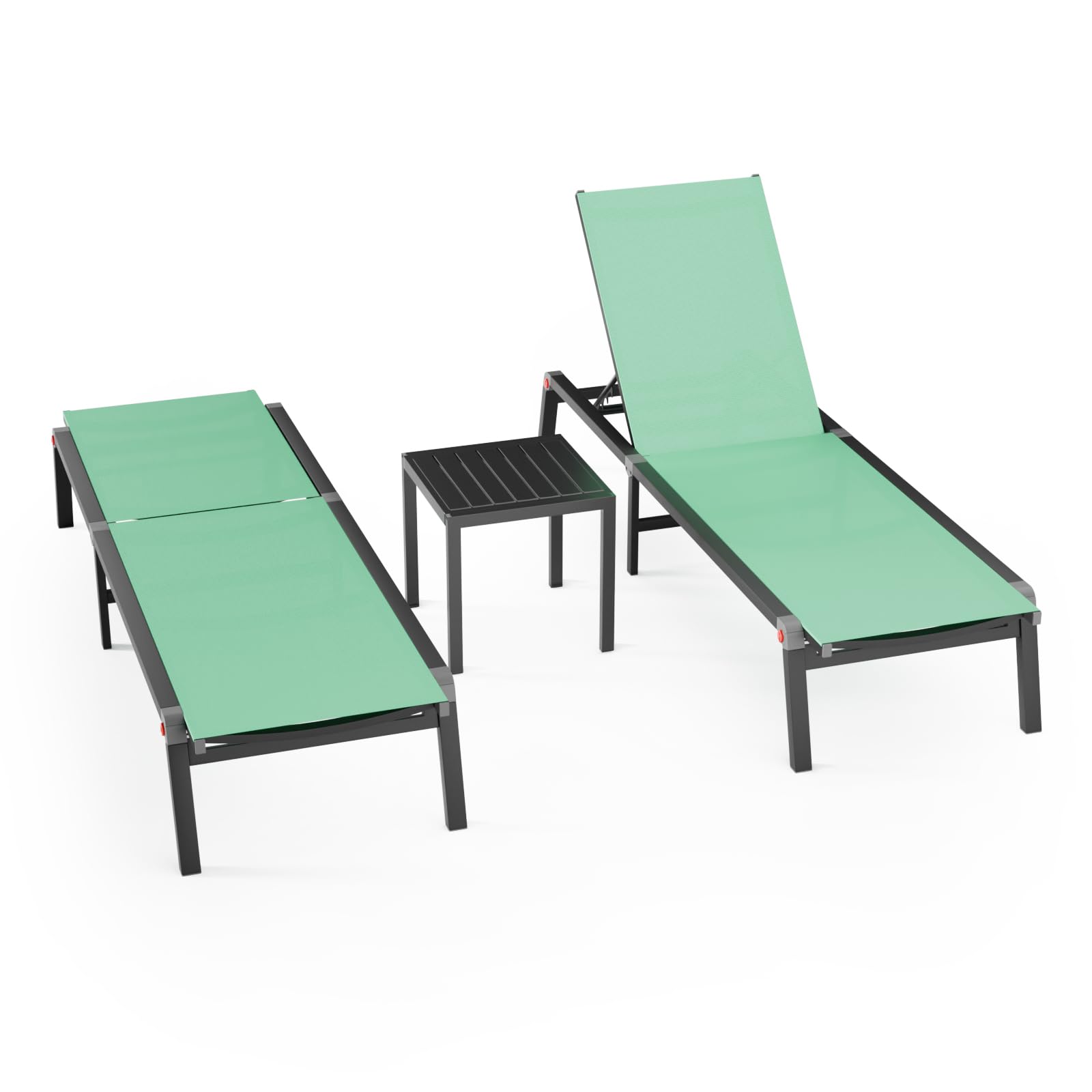 Aluminum Chaise Foldable Patio Lounge Chair Outdoor, Metal Deck Lounger Adjustable 5-Position Recliner Pool Chase Breathable Full Flat Outside Sun Tanning Chairs for Beach/Poolside/Lawn(Grey, 1 Pack)
