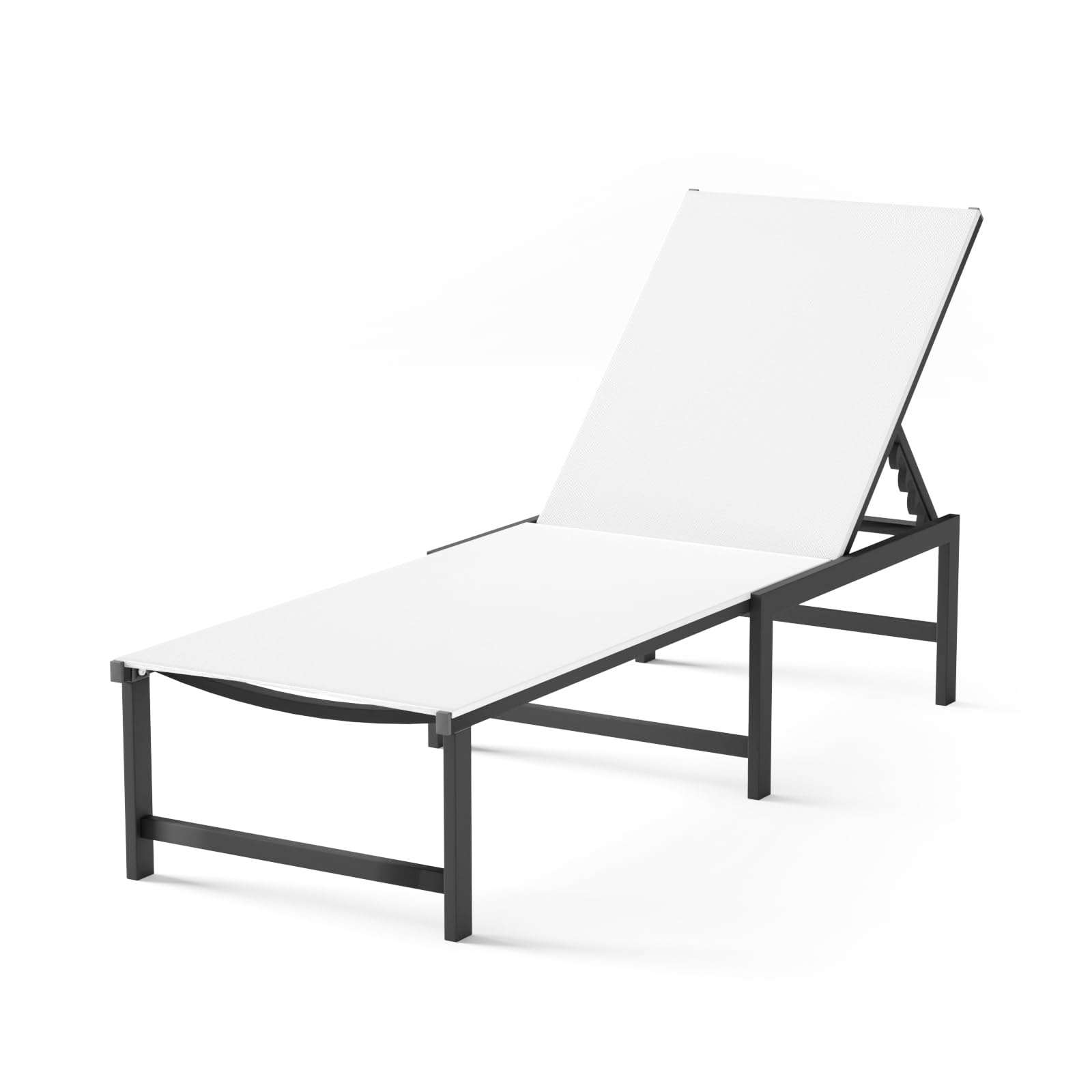 Chaise Lounge Chair Outdoor,Aluminum Patio Lounge Chairs,Lounge Chairs with 5 Adjustable Backrest for Outside Beach Lawn and Backyard,Black
