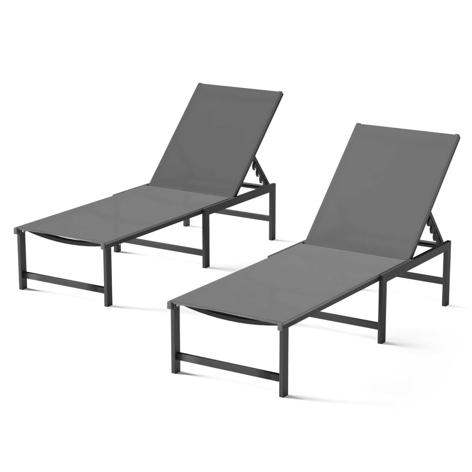 Chaise Lounge Chair Outdoor,Aluminum Patio Lounge Chairs,Lounge Chairs with 5 Adjustable Backrest for Outside Beach Lawn and Backyard,Black