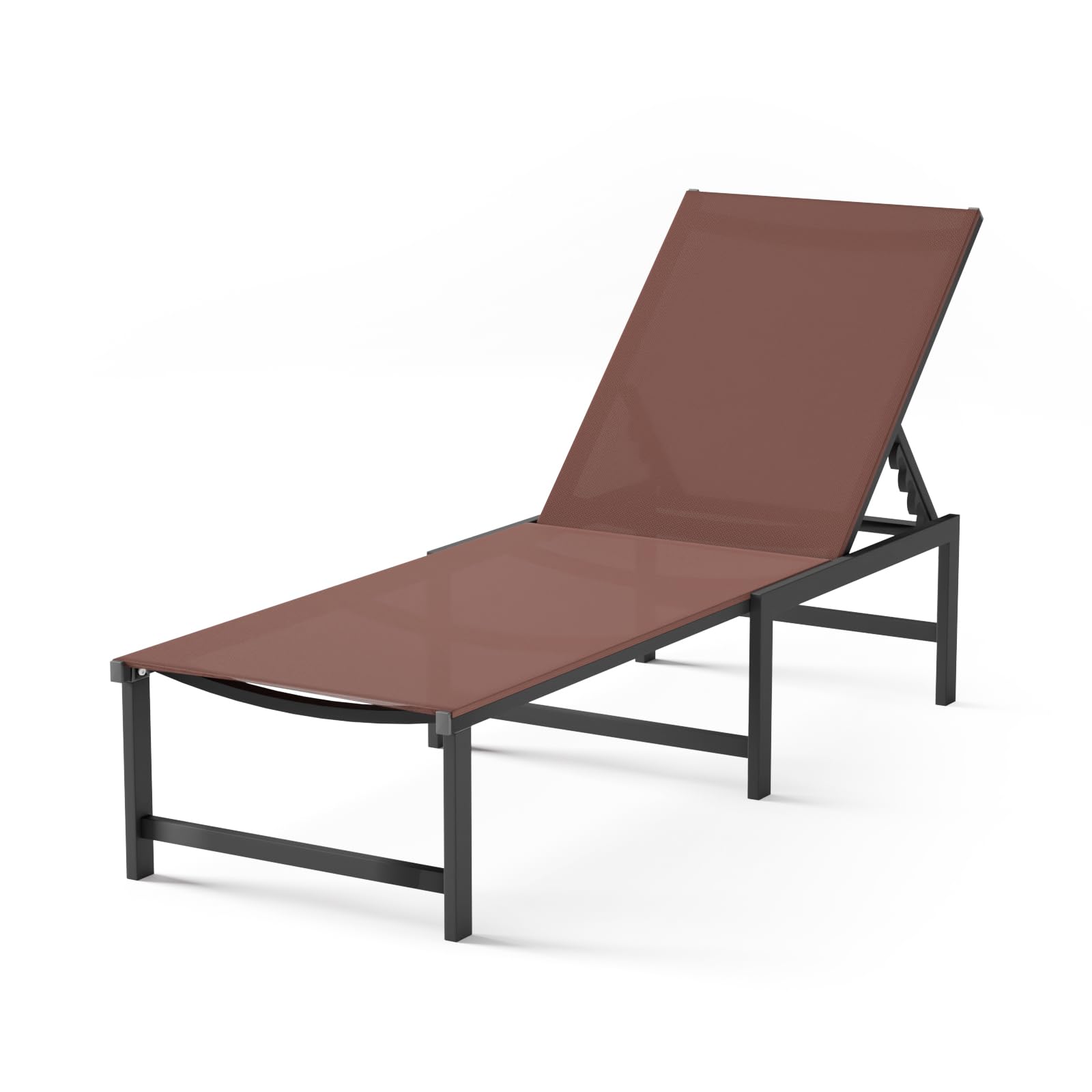 Chaise Lounge Chair Outdoor,Aluminum Patio Lounge Chairs,Lounge Chairs with 5 Adjustable Backrest for Outside Beach Lawn and Backyard,Black