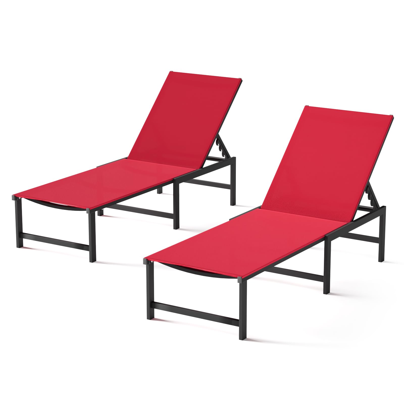Chaise Lounge Chair Outdoor,Aluminum Patio Lounge Chairs,Lounge Chairs with 5 Adjustable Backrest for Outside Beach Lawn and Backyard,Black