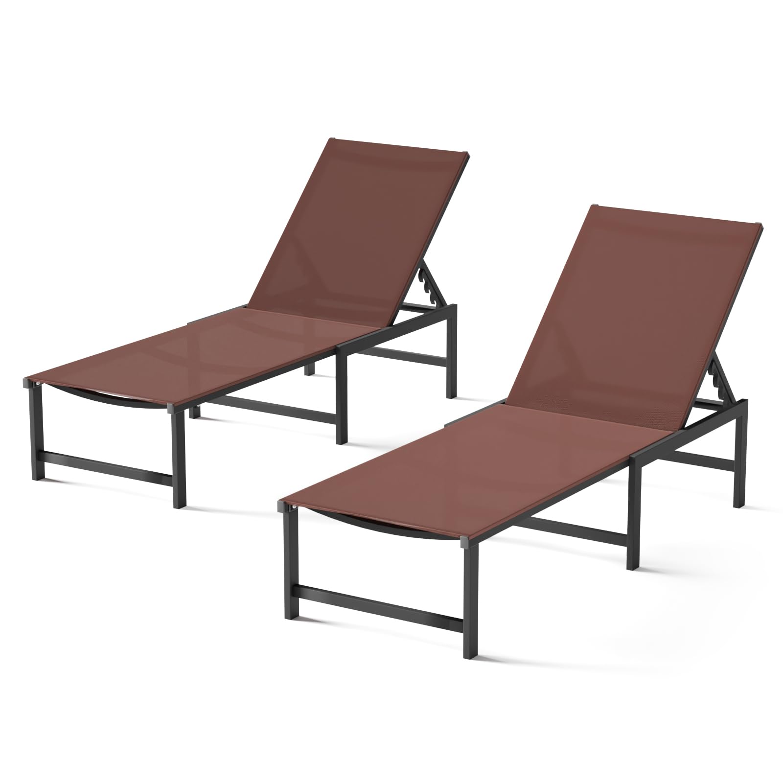 Chaise Lounge Chair Outdoor,Aluminum Patio Lounge Chairs,Lounge Chairs with 5 Adjustable Backrest for Outside Beach Lawn and Backyard,Black