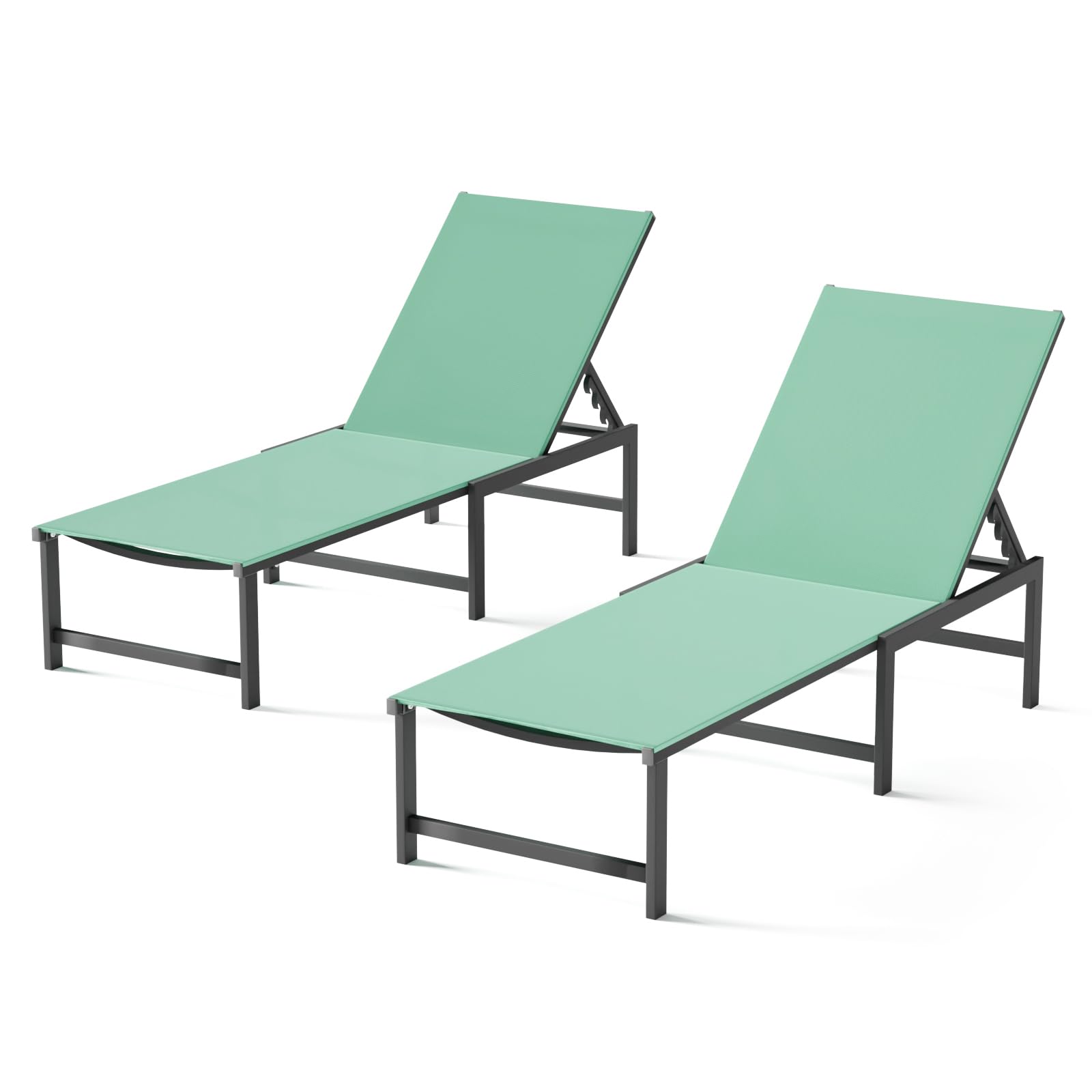 Chaise Lounge Chair Outdoor,Aluminum Patio Lounge Chairs,Lounge Chairs with 5 Adjustable Backrest for Outside Beach Lawn and Backyard,Black