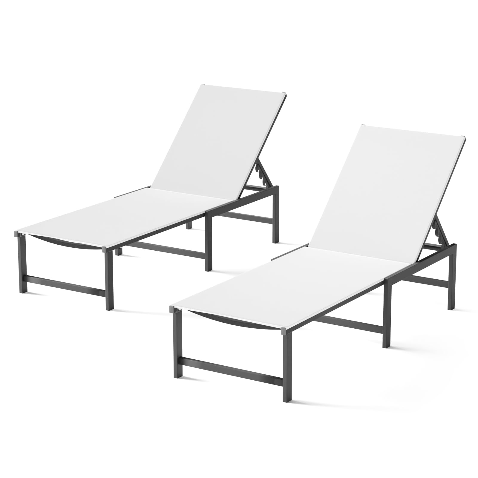 Chaise Lounge Chair Outdoor,Aluminum Patio Lounge Chairs,Lounge Chairs with 5 Adjustable Backrest for Outside Beach Lawn and Backyard,Black
