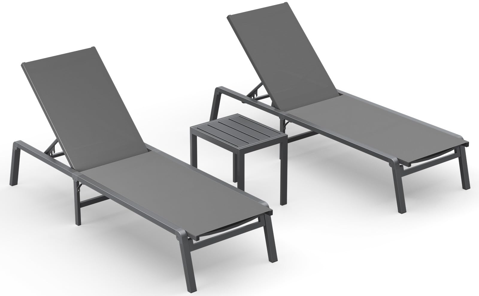 Aluminum Chaise Lounge Ourdoor - Foldable & Assemble Free Outdoor Lounge Chair with 5 Adjustable Backrest, Patio Lounge Chair for Outside Poolside Beach Pool, Khaki