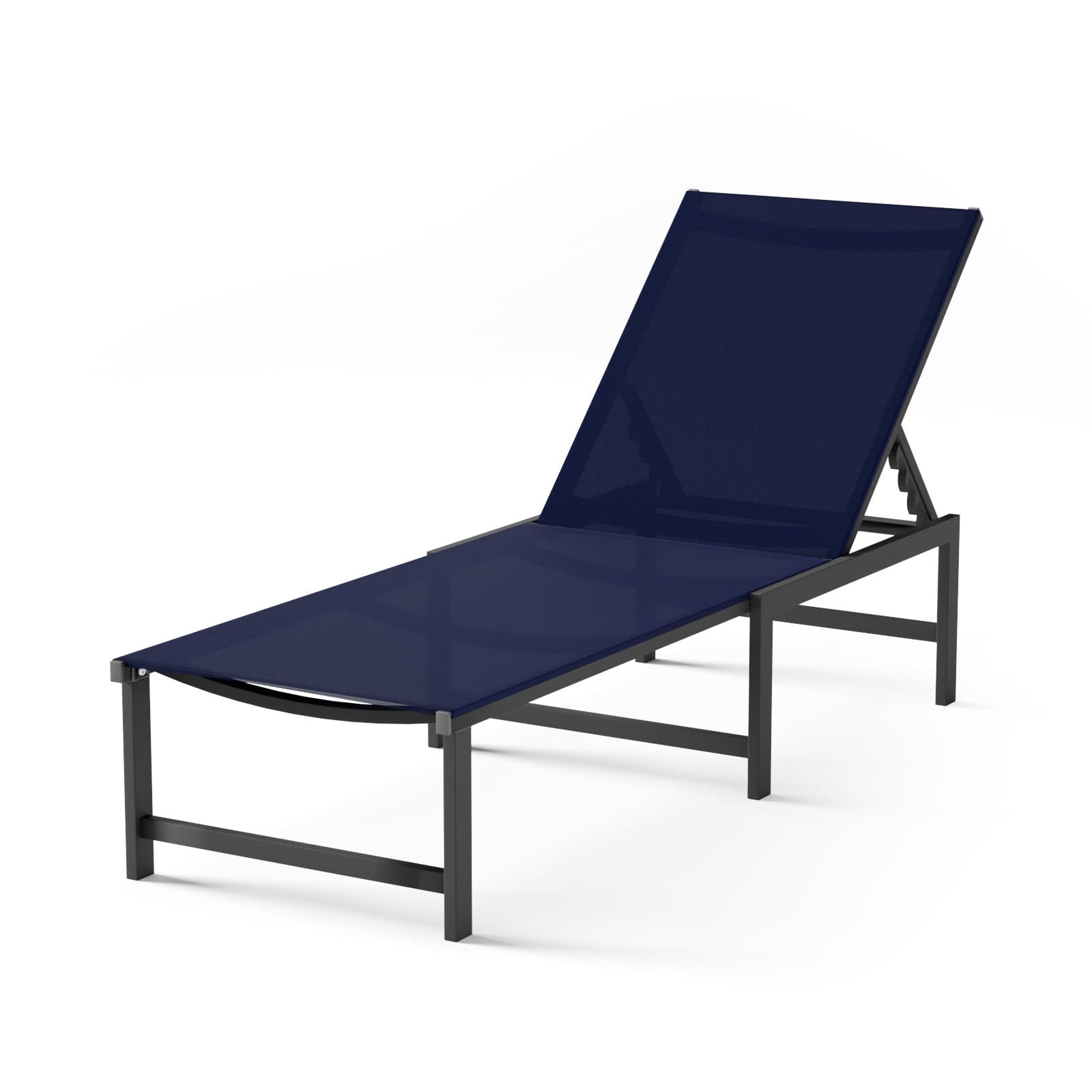 Chaise Lounge Chair Outdoor,Aluminum Patio Lounge Chairs,Lounge Chairs with 5 Adjustable Backrest for Outside Beach Lawn and Backyard,Black