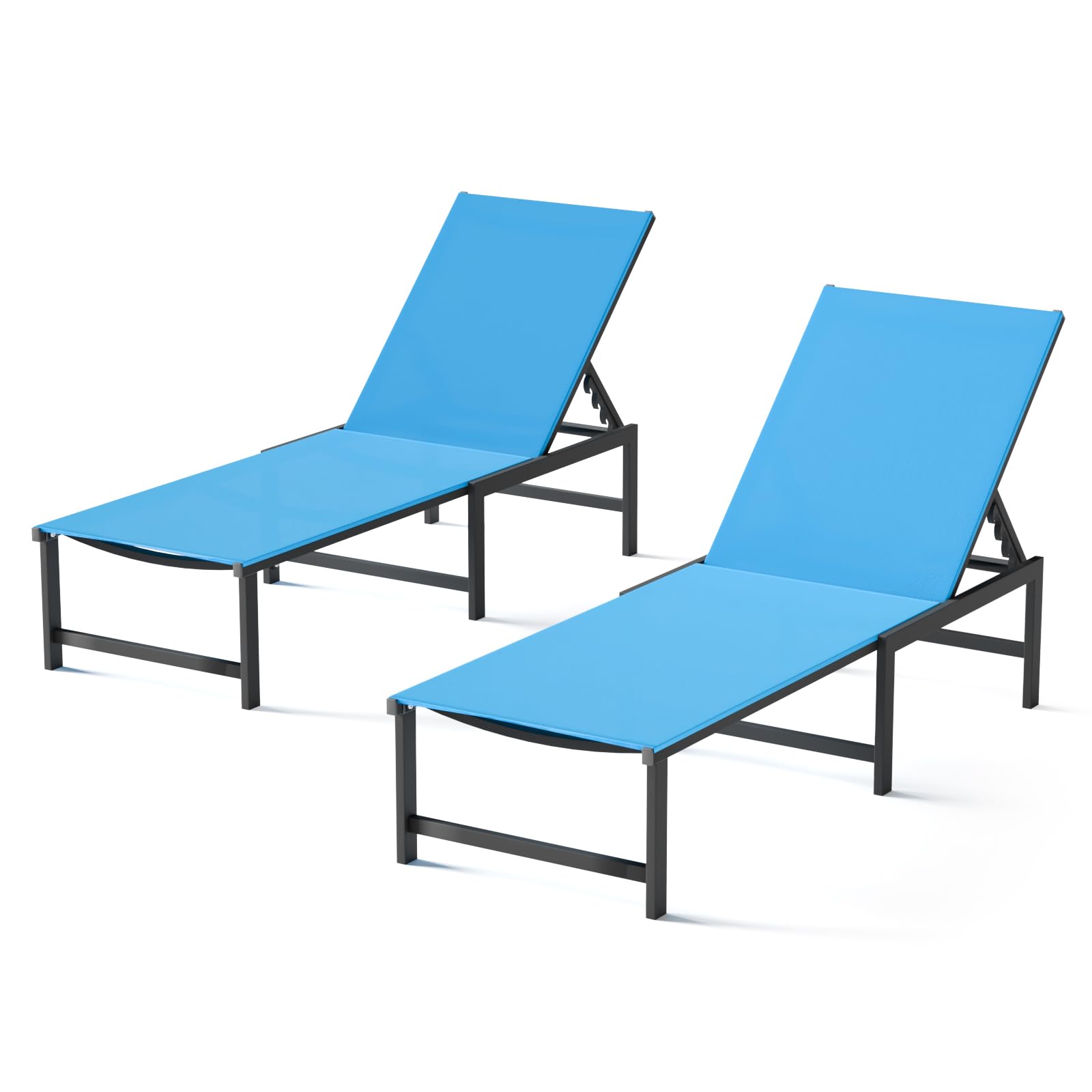 Chaise Lounge Chair Outdoor,Aluminum Patio Lounge Chairs,Lounge Chairs with 5 Adjustable Backrest for Outside Beach Lawn and Backyard,Black