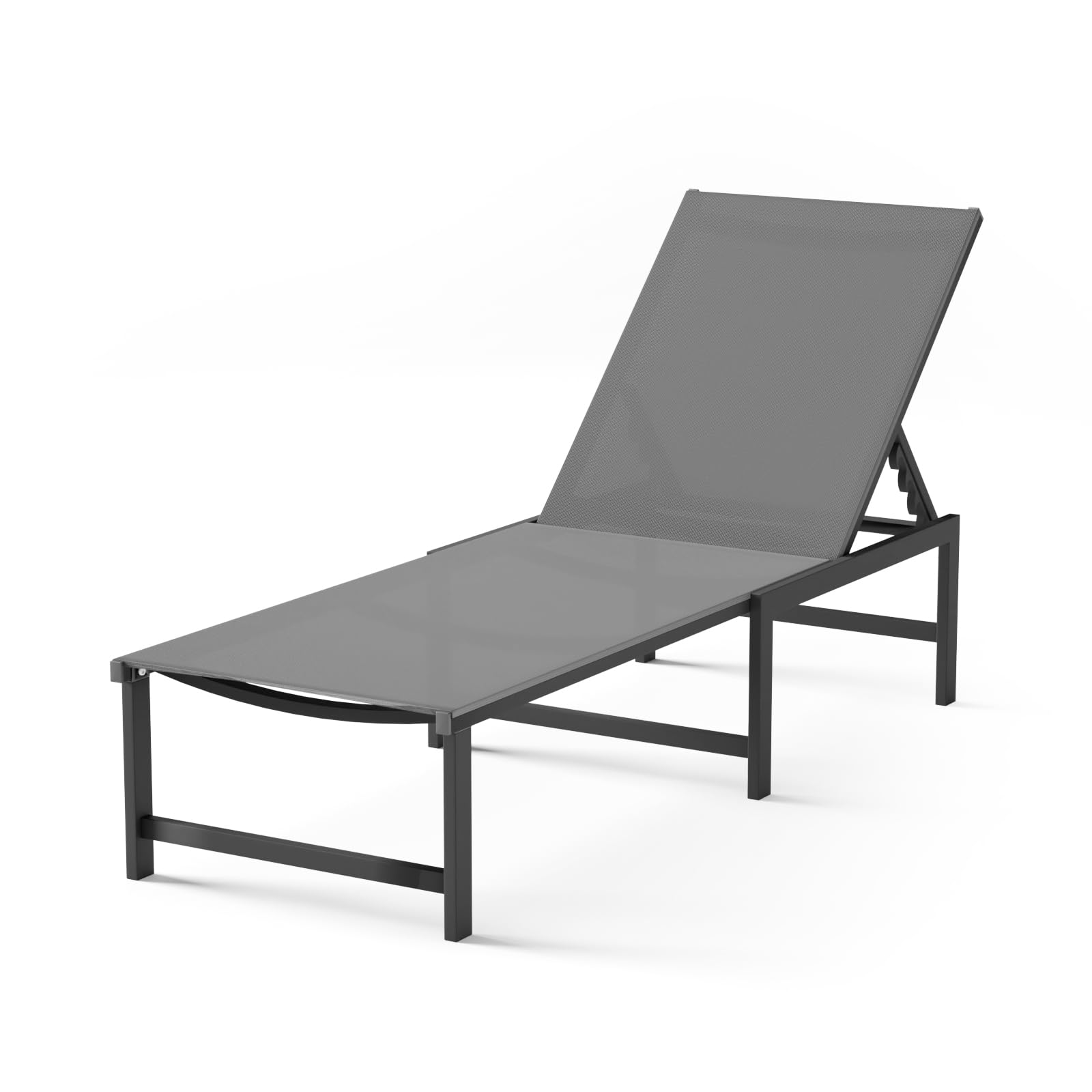 Chaise Lounge Chair Outdoor,Aluminum Patio Lounge Chairs,Lounge Chairs with 5 Adjustable Backrest for Outside Beach Lawn and Backyard,Black