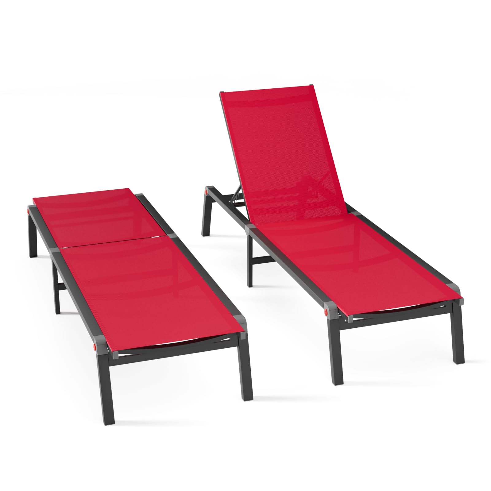 Aluminum Chaise Foldable Patio Lounge Chair Outdoor, Metal Deck Lounger Adjustable 5-Position Recliner Pool Chase Breathable Full Flat Outside Sun Tanning Chairs for Beach/Poolside/Lawn(Grey, 1 Pack)