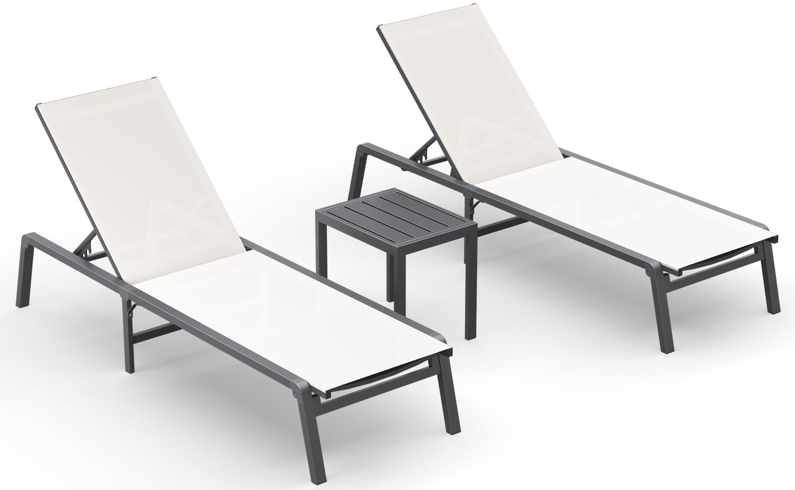 Aluminum Chaise Lounge Ourdoor - Foldable & Assemble Free Outdoor Lounge Chair with 5 Adjustable Backrest, Patio Lounge Chair for Outside Poolside Beach Pool, Khaki