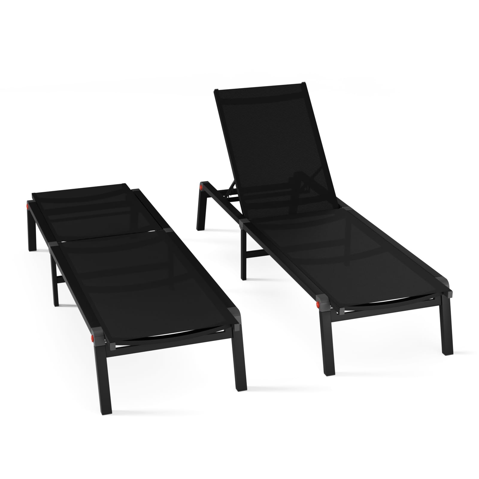 Aluminum Chaise Foldable Patio Lounge Chair Outdoor, Metal Deck Lounger Adjustable 5-Position Recliner Pool Chase Breathable Full Flat Outside Sun Tanning Chairs for Beach/Poolside/Lawn(Grey, 1 Pack)