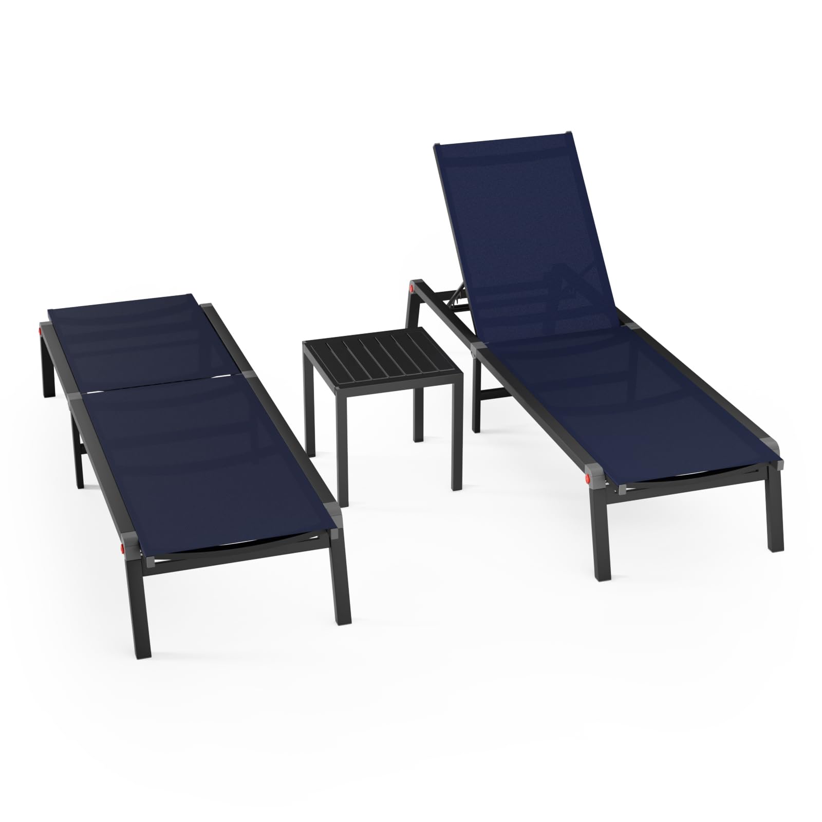 Aluminum Chaise Foldable Patio Lounge Chair Outdoor, Metal Deck Lounger Adjustable 5-Position Recliner Pool Chase Breathable Full Flat Outside Sun Tanning Chairs for Beach/Poolside/Lawn(Grey, 1 Pack)