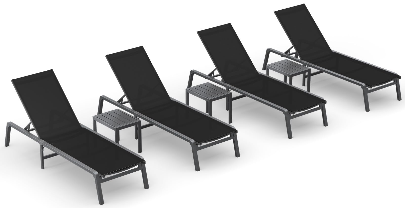 Aluminum Chaise Lounge Ourdoor - Foldable & Assemble Free Outdoor Lounge Chair with 5 Adjustable Backrest, Patio Lounge Chair for Outside Poolside Beach Pool, Khaki