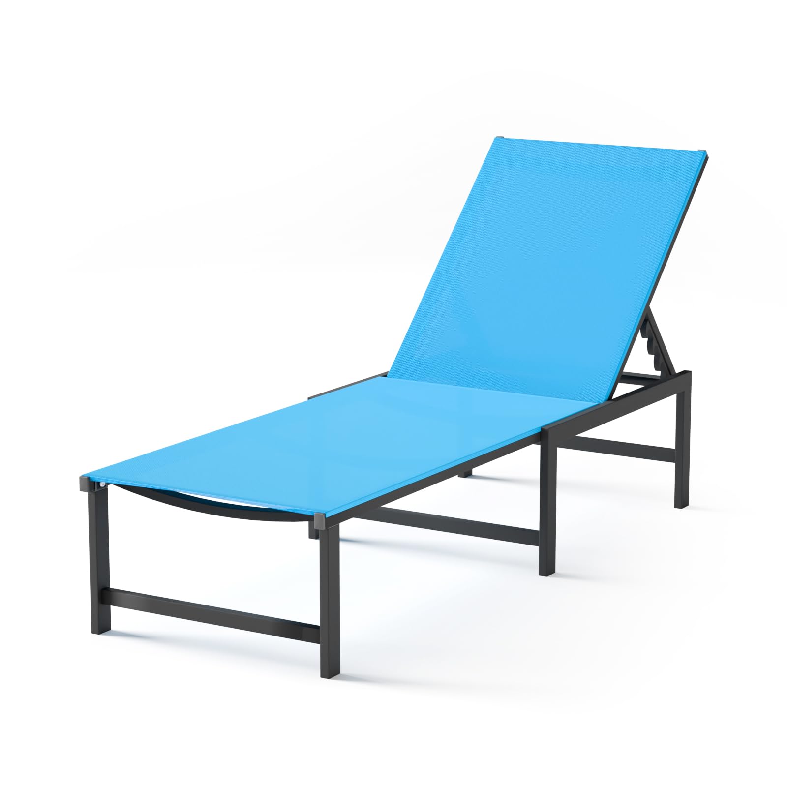 Chaise Lounge Chair Outdoor,Aluminum Patio Lounge Chairs,Lounge Chairs with 5 Adjustable Backrest for Outside Beach Lawn and Backyard,Black