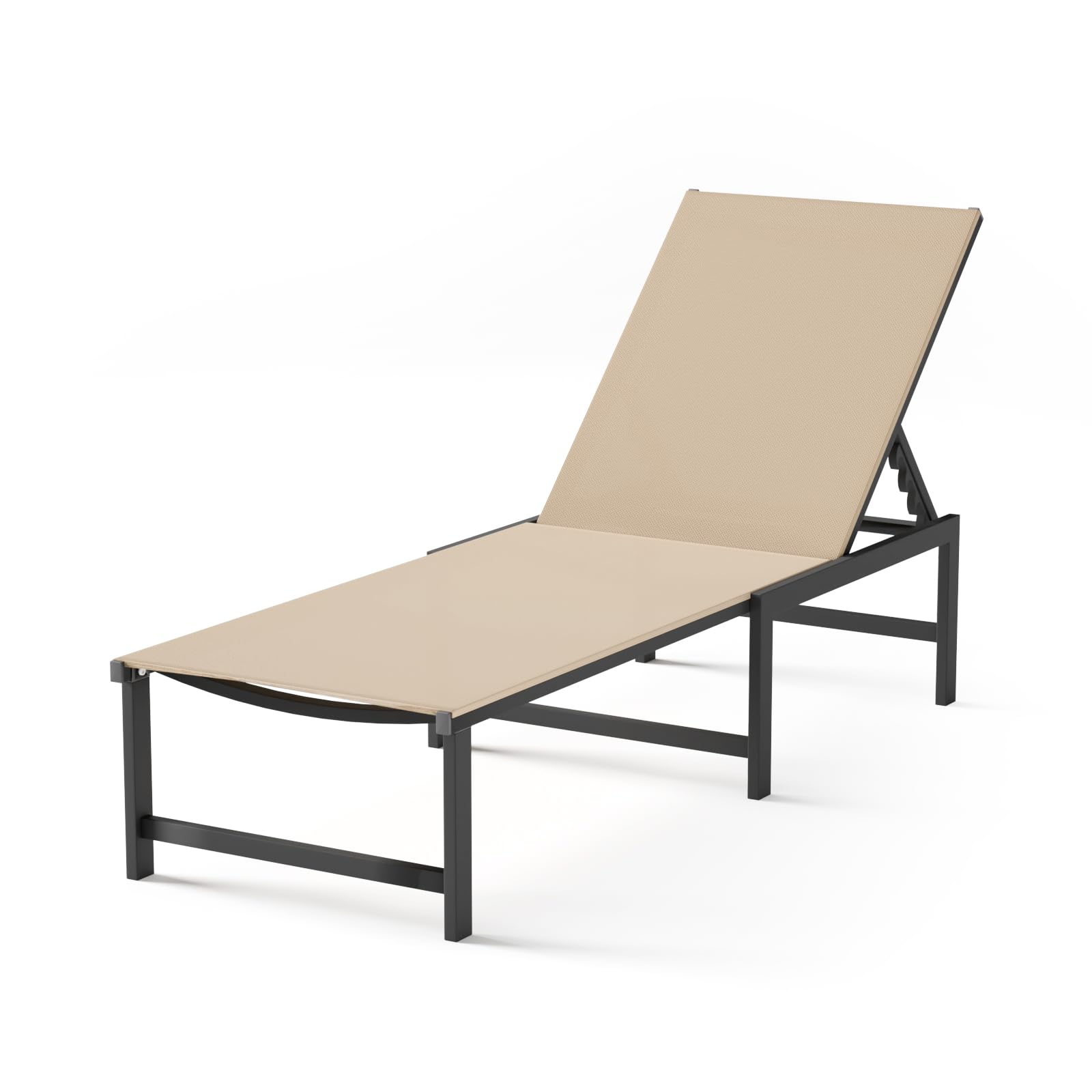 Chaise Lounge Chair Outdoor,Aluminum Patio Lounge Chairs,Lounge Chairs with 5 Adjustable Backrest for Outside Beach Lawn and Backyard,Black