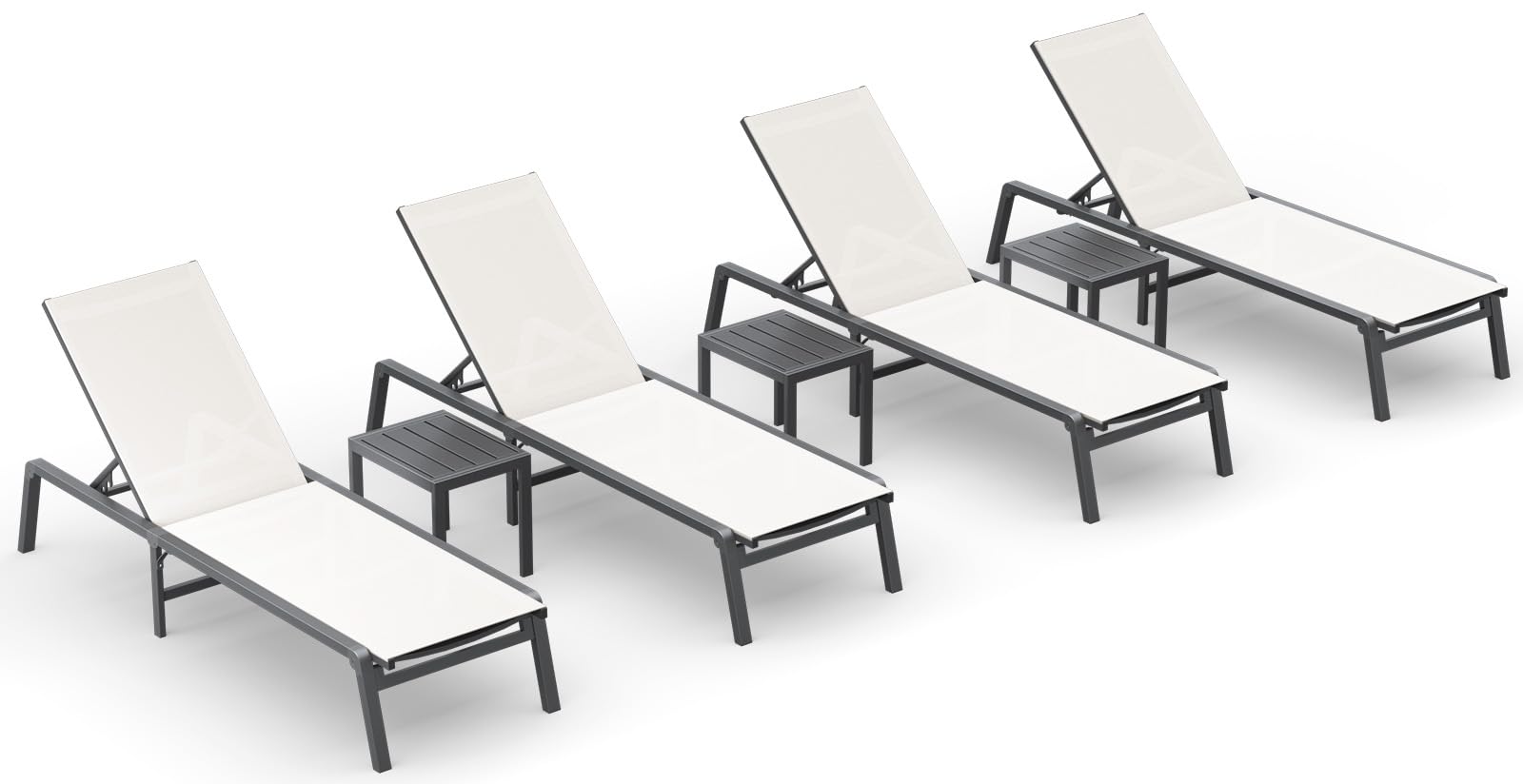 Aluminum Chaise Lounge Ourdoor - Foldable & Assemble Free Outdoor Lounge Chair with 5 Adjustable Backrest, Patio Lounge Chair for Outside Poolside Beach Pool, Khaki