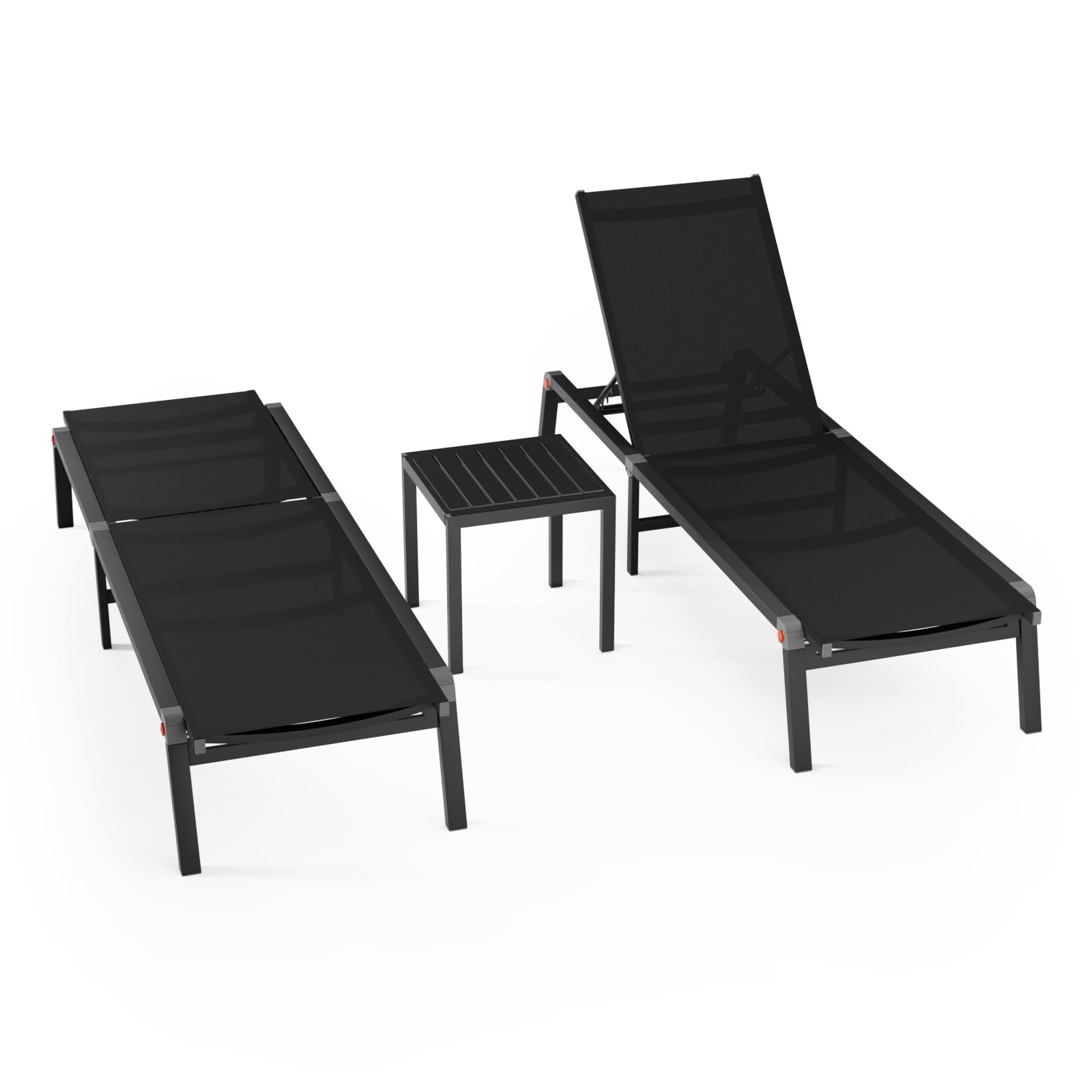 Aluminum Chaise Foldable Patio Lounge Chair Outdoor, Metal Deck Lounger Adjustable 5-Position Recliner Pool Chase Breathable Full Flat Outside Sun Tanning Chairs for Beach/Poolside/Lawn(Grey, 1 Pack)