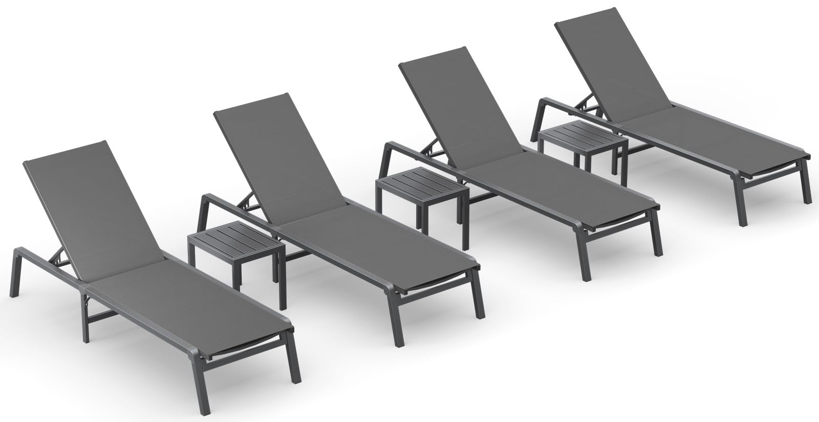 Aluminum Chaise Lounge Ourdoor - Foldable & Assemble Free Outdoor Lounge Chair with 5 Adjustable Backrest, Patio Lounge Chair for Outside Poolside Beach Pool, Khaki