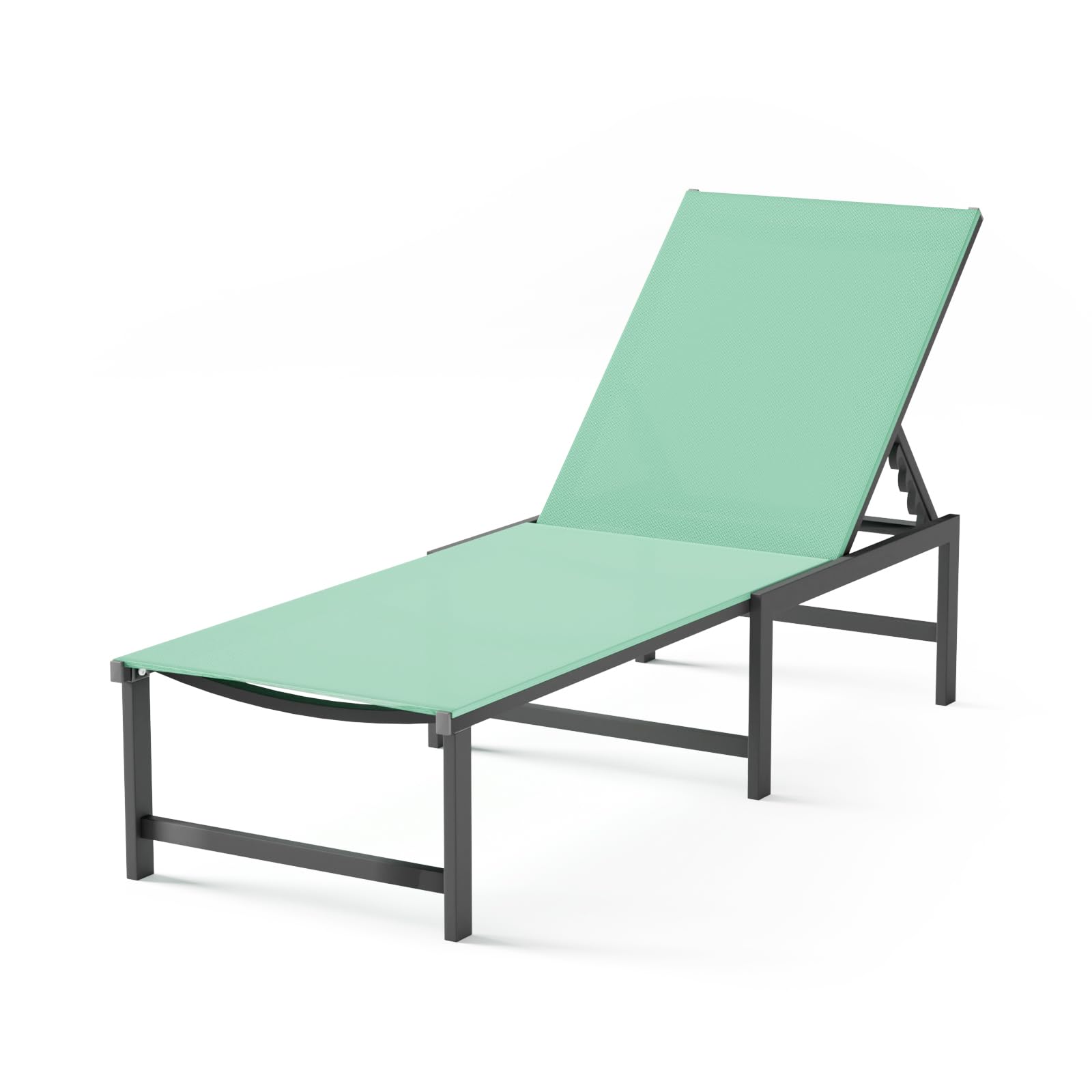 Chaise Lounge Chair Outdoor,Aluminum Patio Lounge Chairs,Lounge Chairs with 5 Adjustable Backrest for Outside Beach Lawn and Backyard,Black