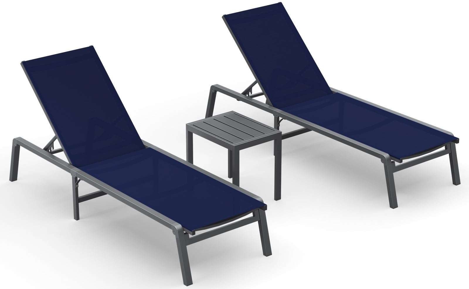 Aluminum Chaise Lounge Ourdoor - Foldable & Assemble Free Outdoor Lounge Chair with 5 Adjustable Backrest, Patio Lounge Chair for Outside Poolside Beach Pool, Khaki