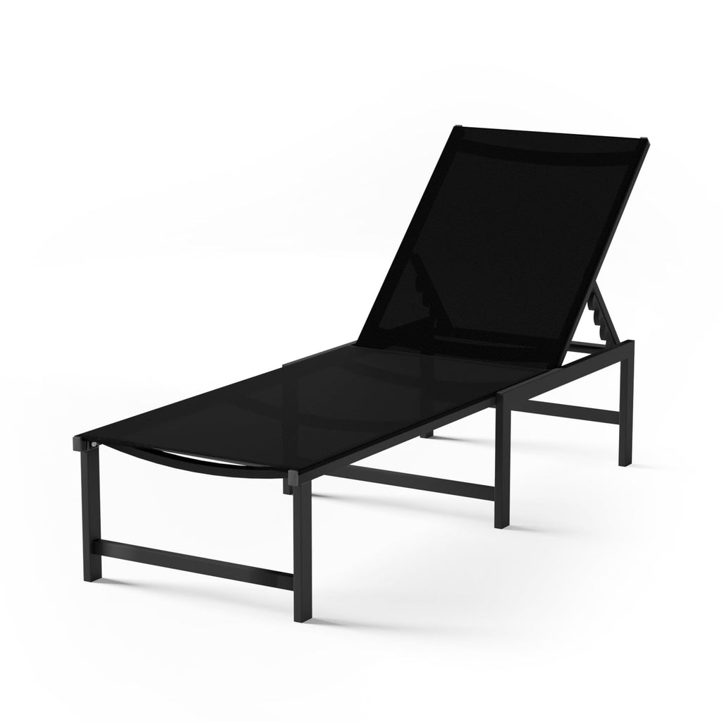 Chaise Lounge Chair Outdoor,Aluminum Patio Lounge Chairs,Lounge Chairs with 5 Adjustable Backrest for Outside Beach Lawn and Backyard,Black