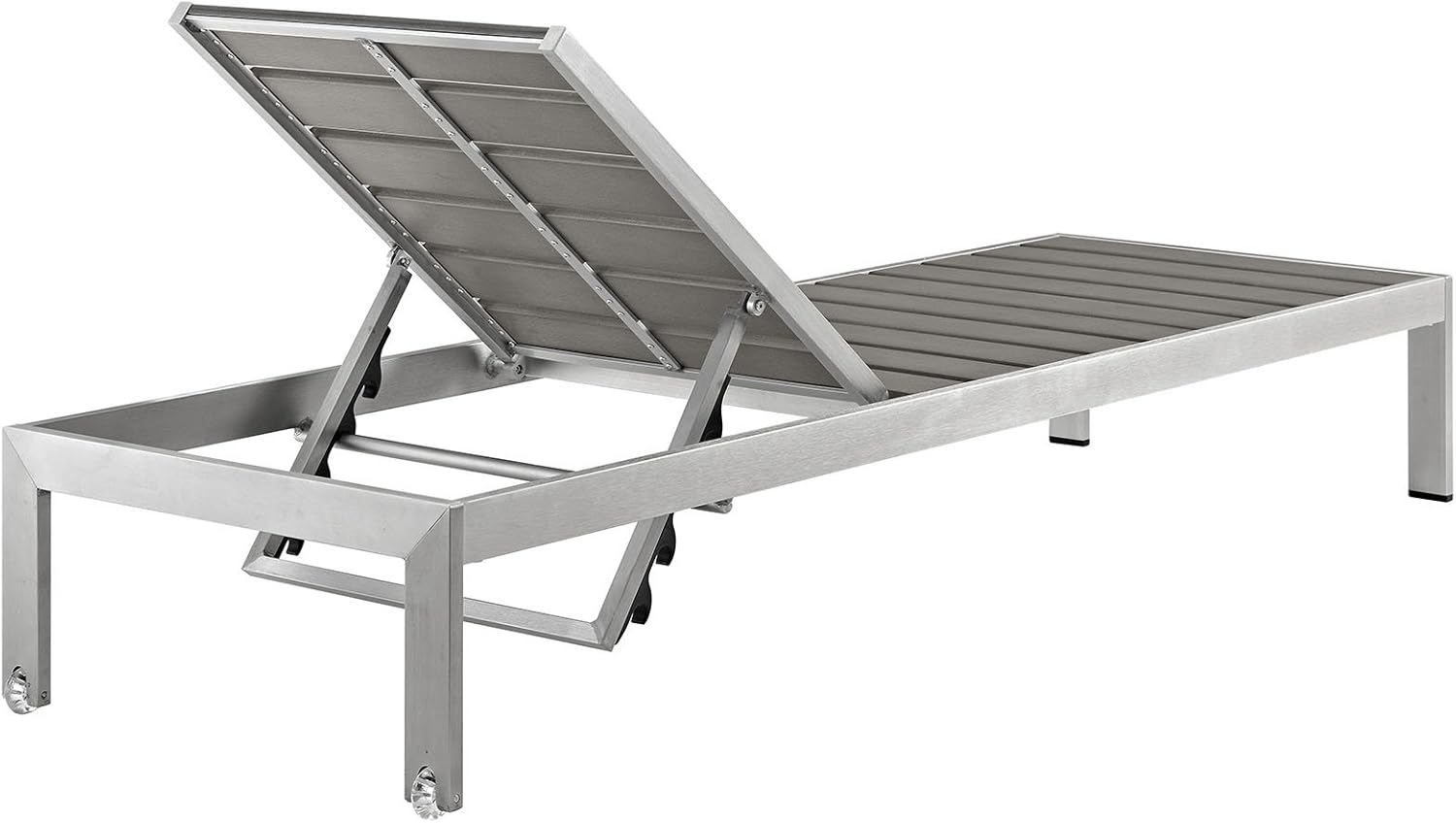 Modway Shore Aluminum Outdoor Patio Chaise Lounge Chair in Silver Gray