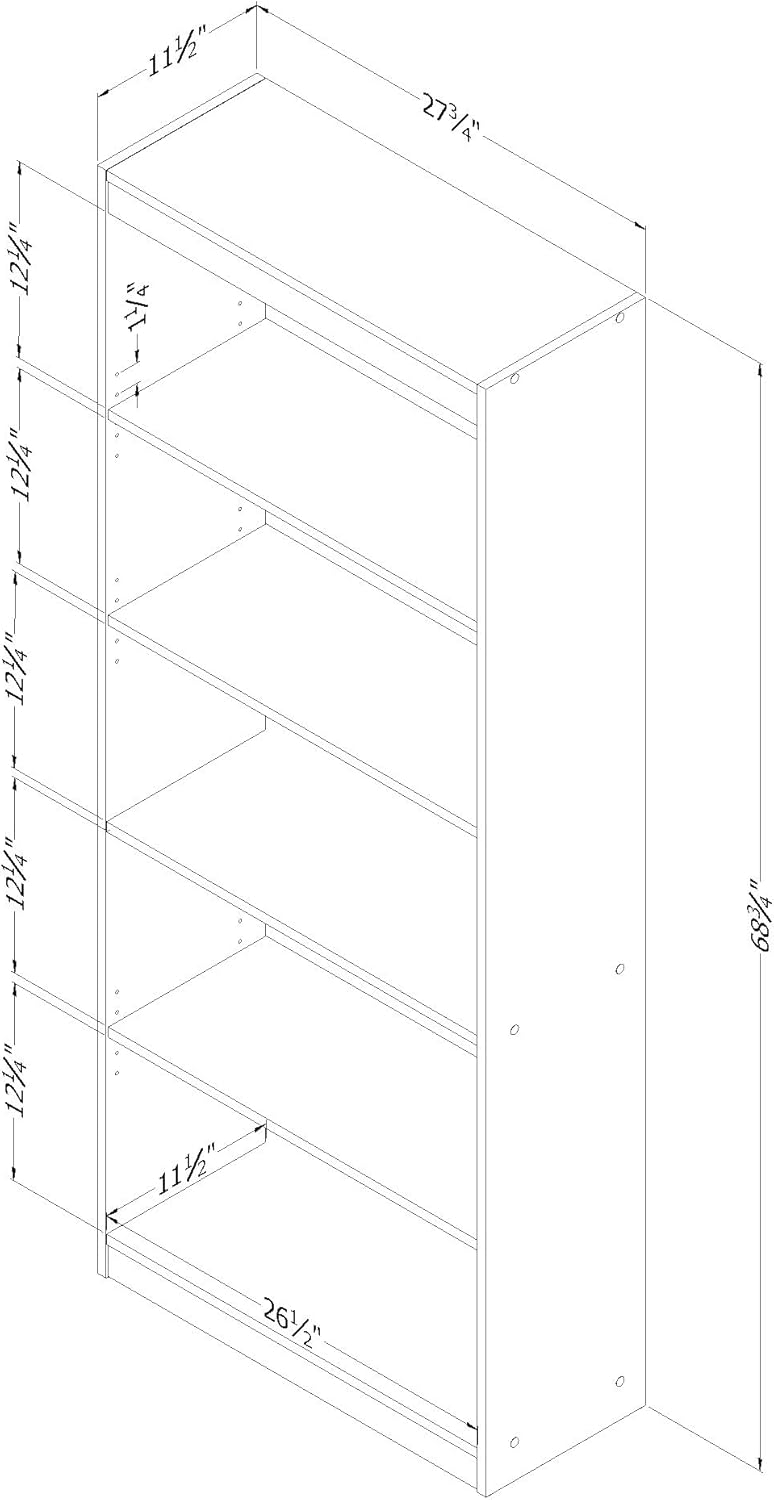 South Shore Axess 5-Shelf Bookcase - Rustic Oak