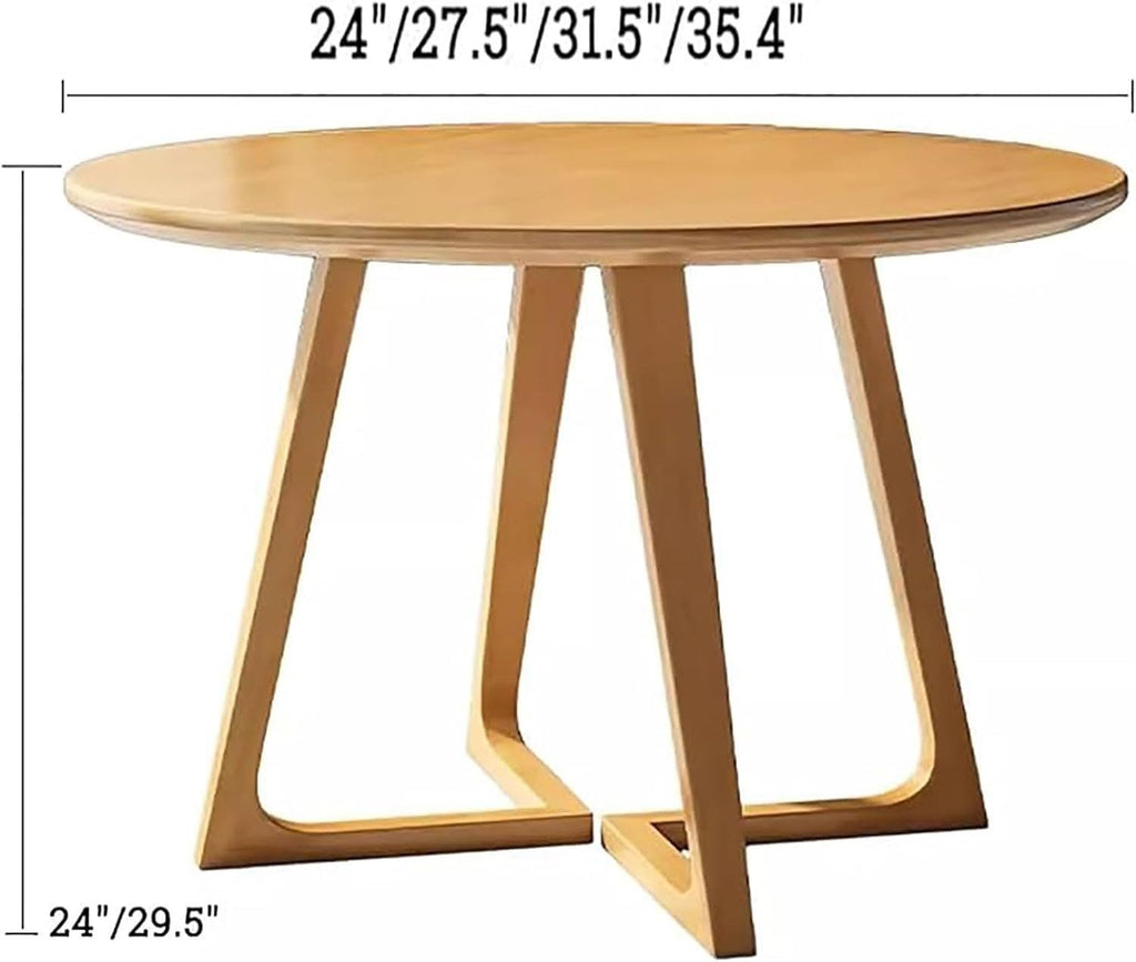 Mid Century Modern Dining Table,Farmhouse Round Dining Table,Solid Wood Kitchen & Dining Room Tables,Small Leisure Coffee Table for 2,4 People(Natural,35.4" L x 35.4" W x 29.5" H)