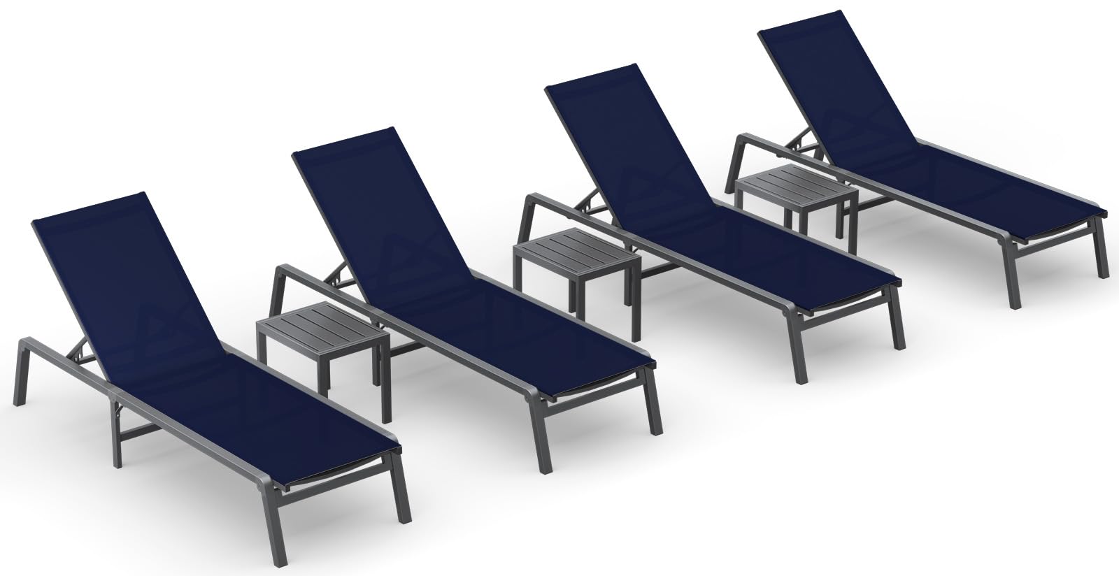 Aluminum Chaise Lounge Ourdoor - Foldable & Assemble Free Outdoor Lounge Chair with 5 Adjustable Backrest, Patio Lounge Chair for Outside Poolside Beach Pool, Khaki