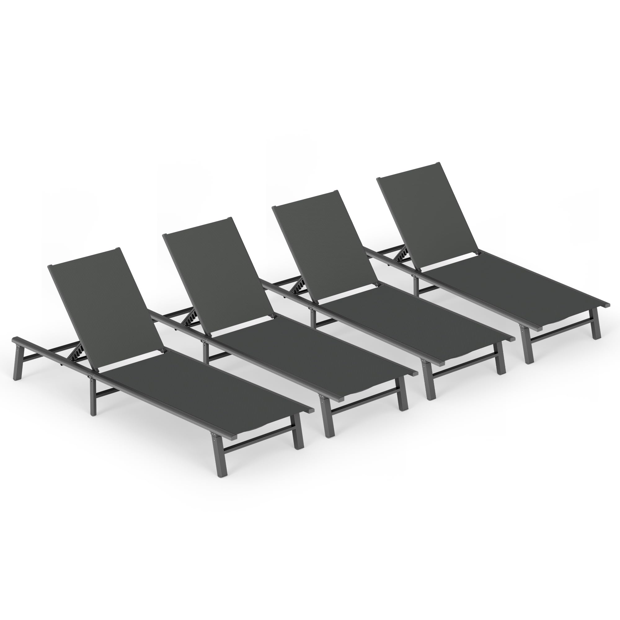 Aluminum Chaise Lounge Ourdoor - Foldable & Assemble Free Outdoor Lounge Chair with 5 Adjustable Backrest, Patio Lounge Chair for Outside Poolside Beach Pool, Khaki