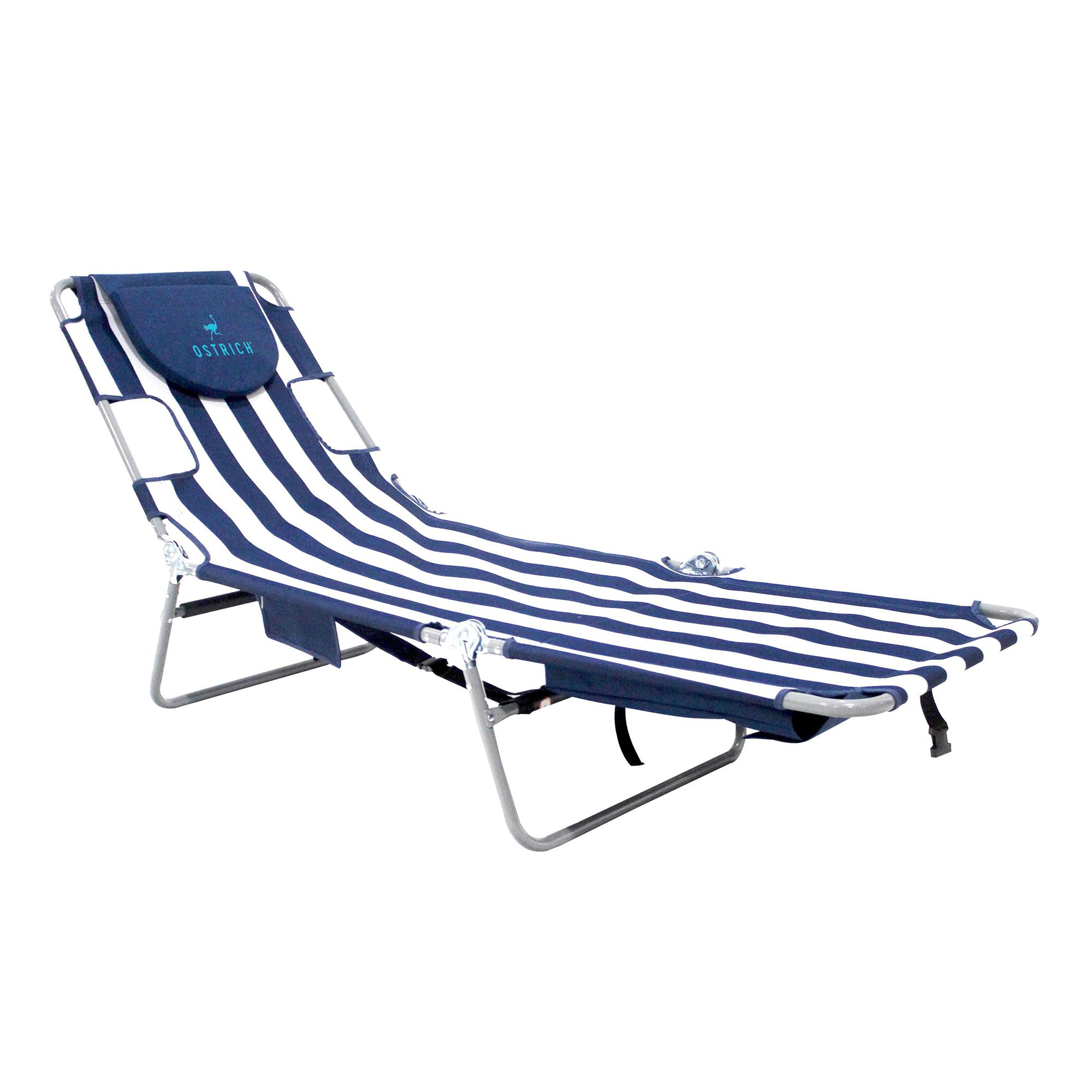 Ostrich the Original Chaise 72 x 22 Inch Lounge Portable Reclining Lounger, Outdoor Patio, Beach, Lawn, Camping, or Pool Tanning Chair, Ocean Blue