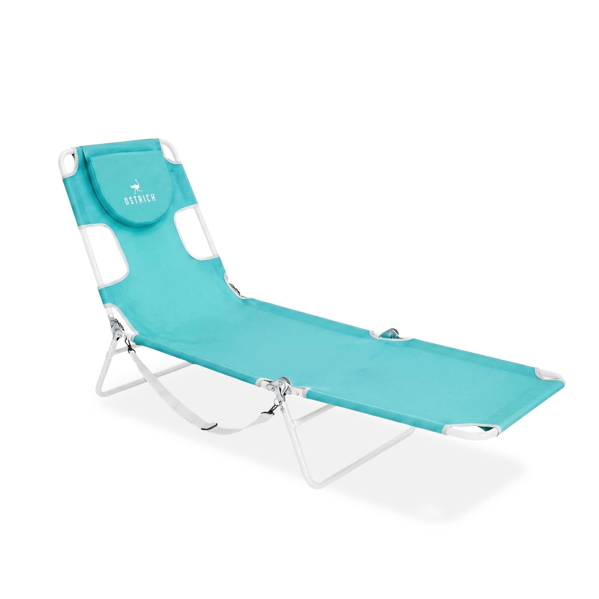 Ostrich the Original Chaise 72 x 22 Inch Lounge Portable Reclining Lounger, Outdoor Patio, Beach, Lawn, Camping, or Pool Tanning Chair, Ocean Blue