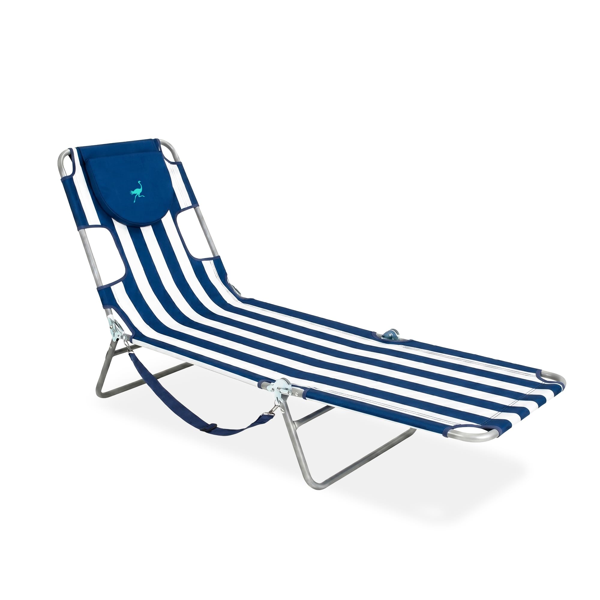 Ostrich the Original Chaise 72 x 22 Inch Lounge Portable Reclining Lounger, Outdoor Patio, Beach, Lawn, Camping, or Pool Tanning Chair, Ocean Blue