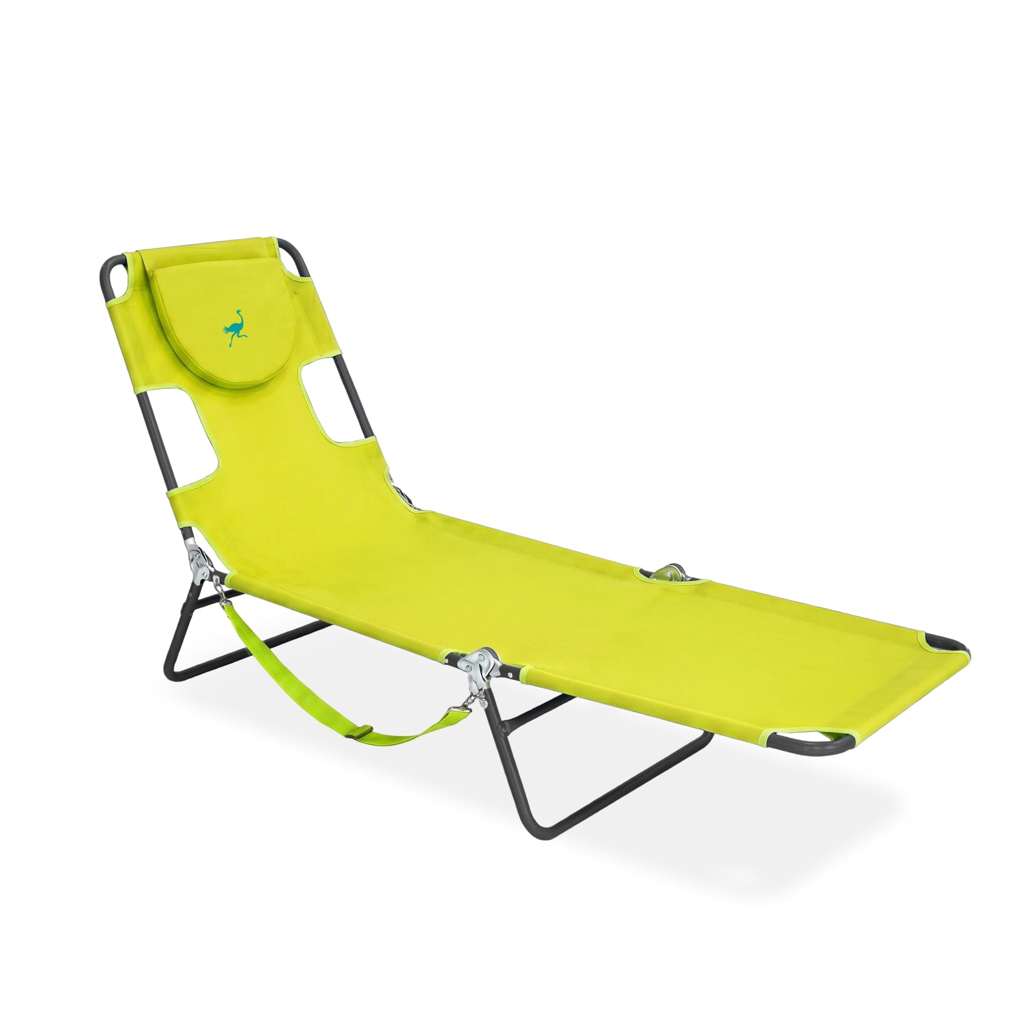 Ostrich the Original Chaise 72 x 22 Inch Lounge Portable Reclining Lounger, Outdoor Patio, Beach, Lawn, Camping, or Pool Tanning Chair, Ocean Blue
