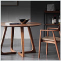 Mid Century Modern Dining Table,Farmhouse Round Dining Table,Solid Wood Kitchen & Dining Room Tables,Small Leisure Coffee Table for 2,4 People(Natural,35.4" L x 35.4" W x 29.5" H)