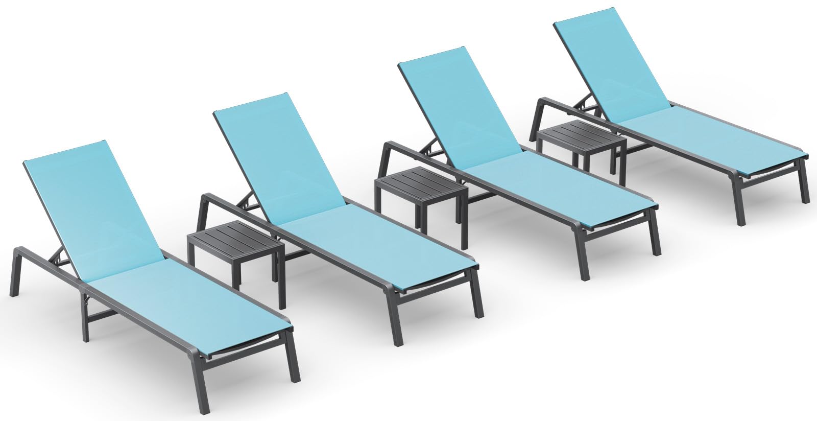 Aluminum Chaise Lounge Ourdoor - Foldable & Assemble Free Outdoor Lounge Chair with 5 Adjustable Backrest, Patio Lounge Chair for Outside Poolside Beach Pool, Khaki