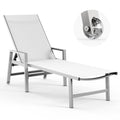 Vexwalx Patio Chaise Lounge Outdoor with Wheels&Armrests, Aluminum Pool Lounge Chairs 5-Position Adjustable Recliner, Sun Beach Lounge Chairs for Poolside, Patio, Deck, Yard, White