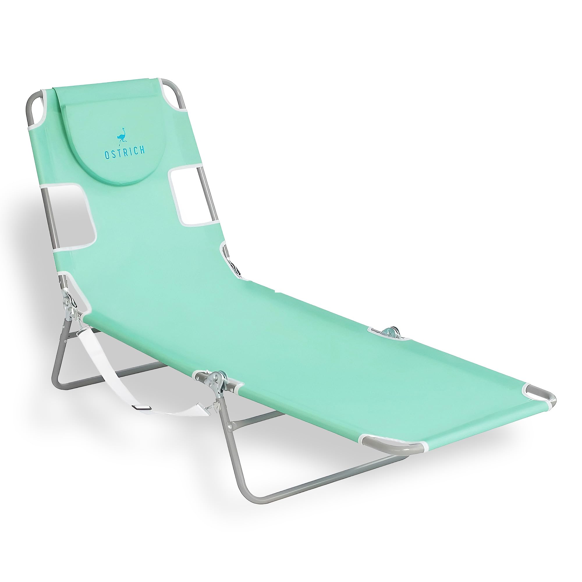 Ostrich the Original Chaise 72 x 22 Inch Lounge Portable Reclining Lounger, Outdoor Patio, Beach, Lawn, Camping, or Pool Tanning Chair, Ocean Blue