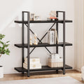 HSH 5-Shelf Vintage Industrial Rustic Bookshelf, 5 Tier Wood and Metal Bookcase, Open Etagere Book Shelf, Farmhouse Wooden Bookshelves, Light Grey Oak