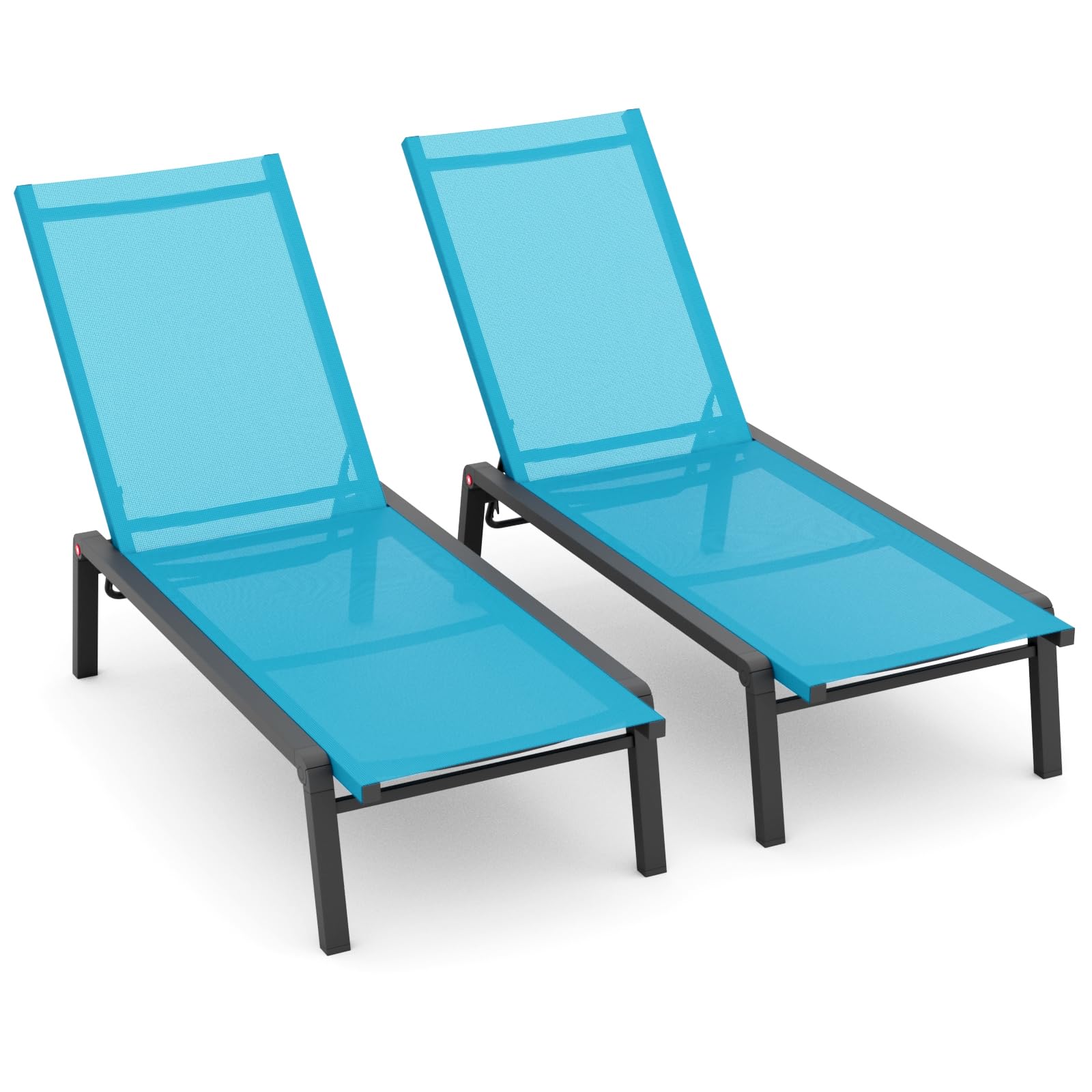Patio Chaise Lounge Set of 2 with 4 Adjustable Backrest, Foldable Aluminum Chaise Lounge Chair Recliner for Outdoor, Poolside, Sun Tanning Flaxen