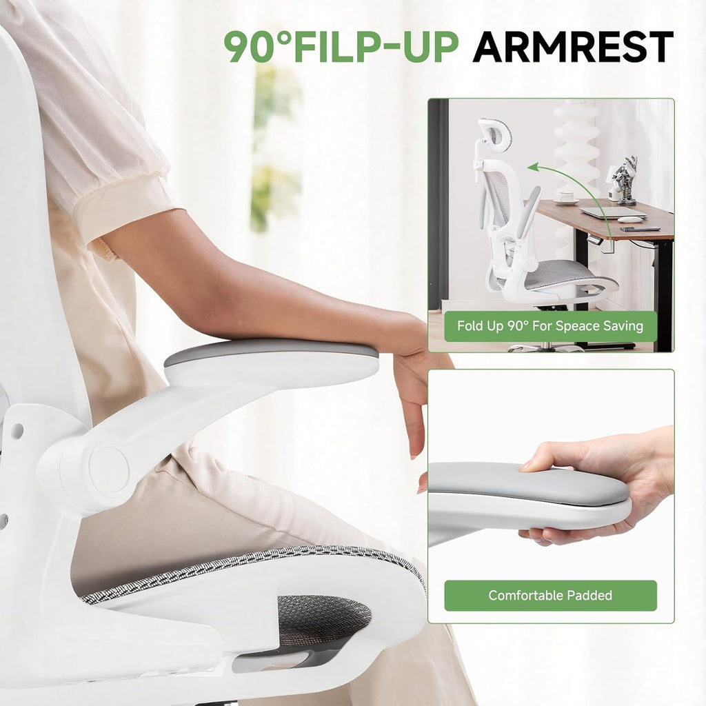 GTPLAYER Office Chair, Home Ergonomic Desk Chair with High Back Mesh, Mesh Office Computer Desk Chairs with Adjustable Lumbar Support, Rolling Work Swivel Task Chairs with 3D Armrests and Headrest