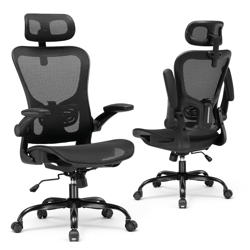 GTPLAYER Office Chair, Home Ergonomic Desk Chair with High Back Mesh, Mesh Office Computer Desk Chairs with Adjustable Lumbar Support, Rolling Work Swivel Task Chairs with 3D Armrests and Headrest