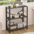 FOLUBAN 5 Tier Tall Bookshelf, Industrial Bookshelves and Bookcases, Modern Rustic Wood and Metal Book Shelf for Bedroom, Living Room and Home Office, Oak