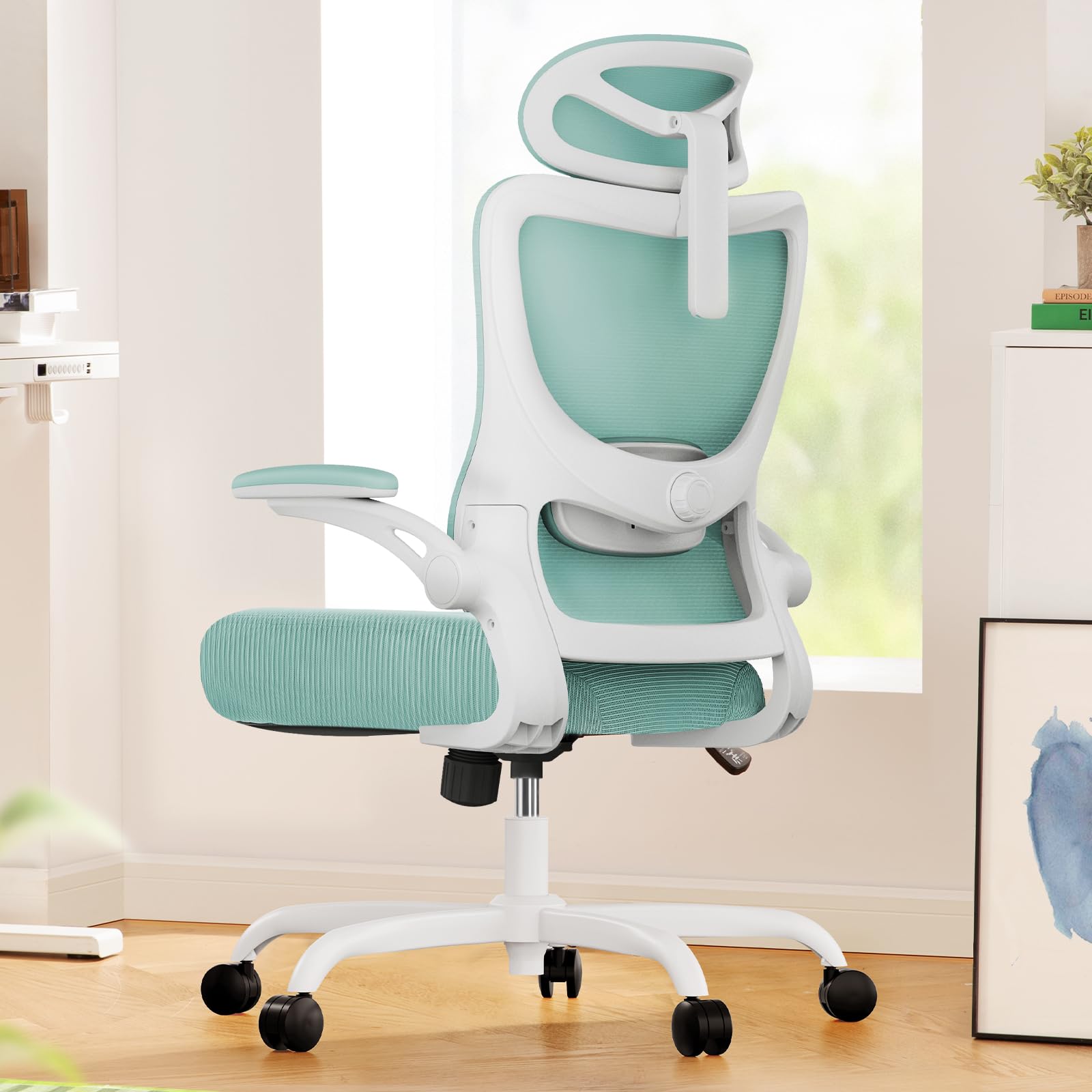 Marsail Ergonomic Office Chair: Office Desk Chair with High Back Mesh and Adjustable Lumbar Support Rolling Work Swivel Task Chairs with Wheel 3D Armrests and Headrest