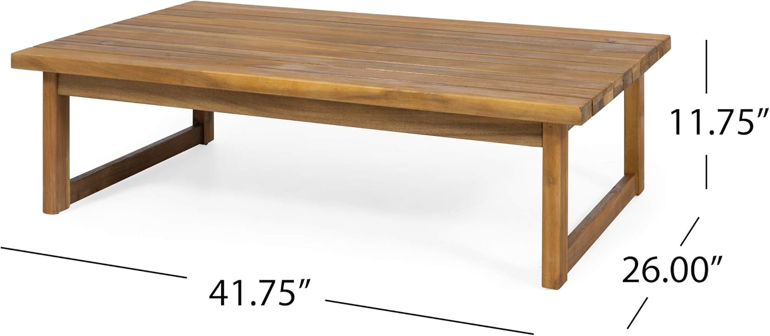 Christopher Knight Home Timothy Outdoor Acacia Wood Coffee Table, Teak Finish