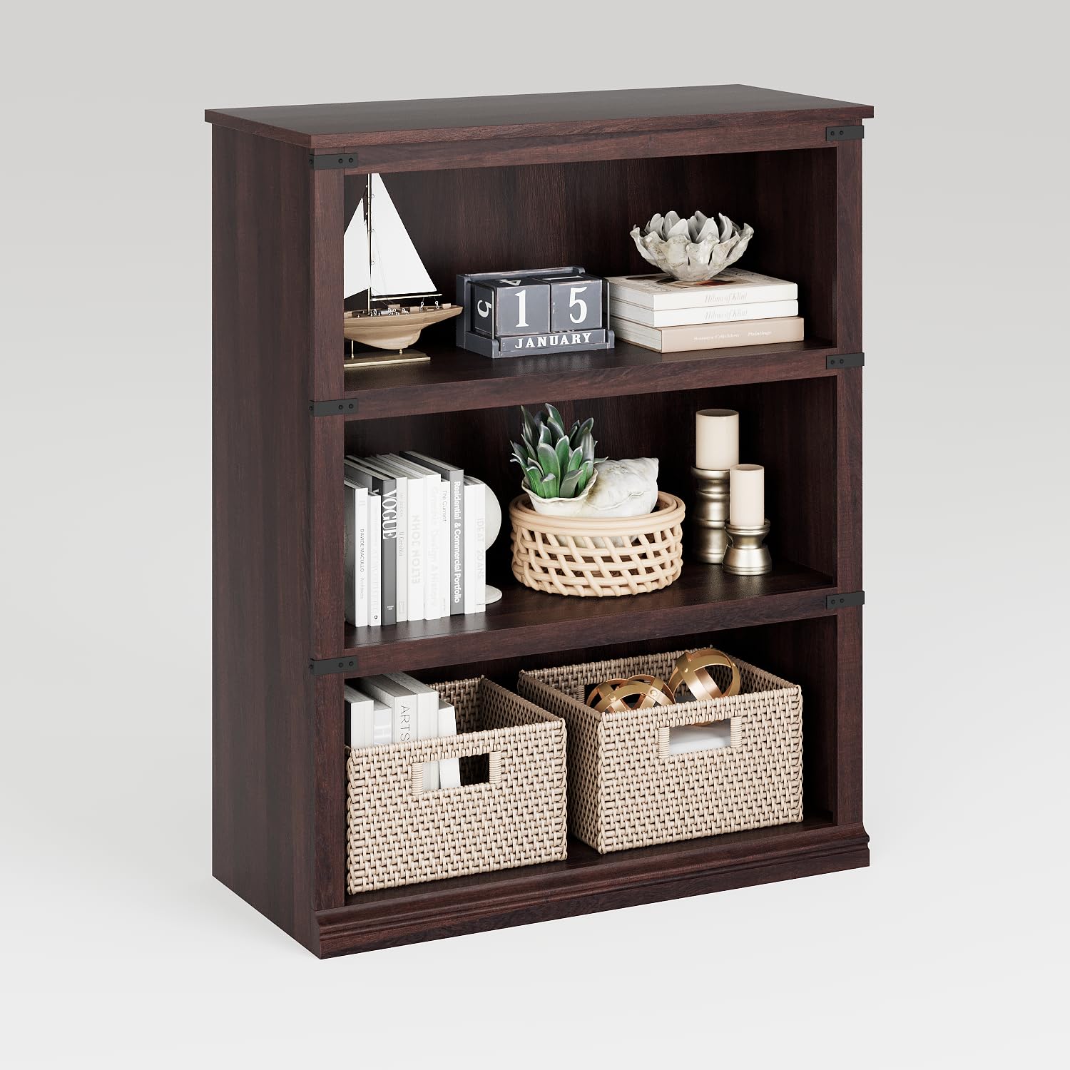 IDEALHOUSE 5 Tier Bookcase, Farmhouse Book Shelf with Storage, 71" Tall Book Case Wooden 5 Shelf Bookcase for Home Office, Living Room, Bed Room (Oak, 67.4" H x 31.5" W x 12.8" D)