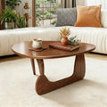 Modern Solid Wood Coffee Table, Unique Triangle Center Table for Living Room,35.4" x 22.8" x 16.5" Walnut