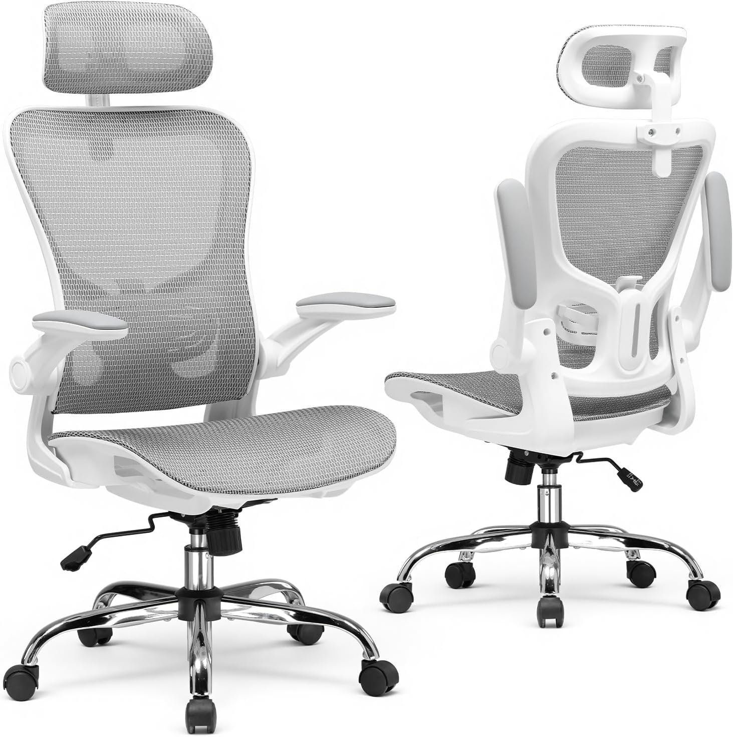 GTPLAYER Office Chair, Home Ergonomic Desk Chair with High Back Mesh, Mesh Office Computer Desk Chairs with Adjustable Lumbar Support, Rolling Work Swivel Task Chairs with 3D Armrests and Headrest