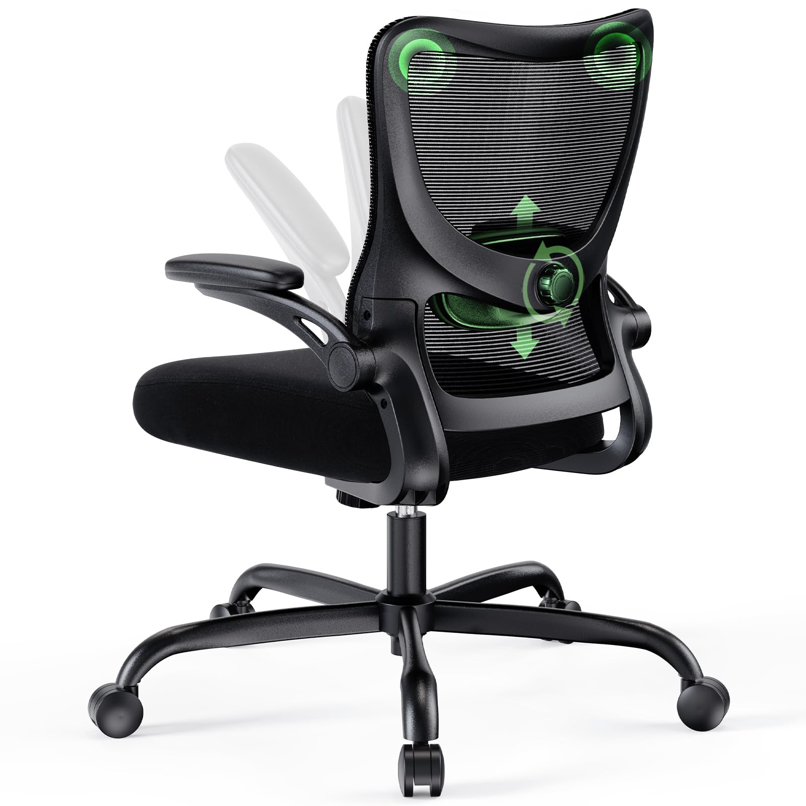 Marsail Ergonomic Office Chair: Office Desk Chair with High Back Mesh and Adjustable Lumbar Support Rolling Work Swivel Task Chairs with Wheel 3D Armrests and Headrest